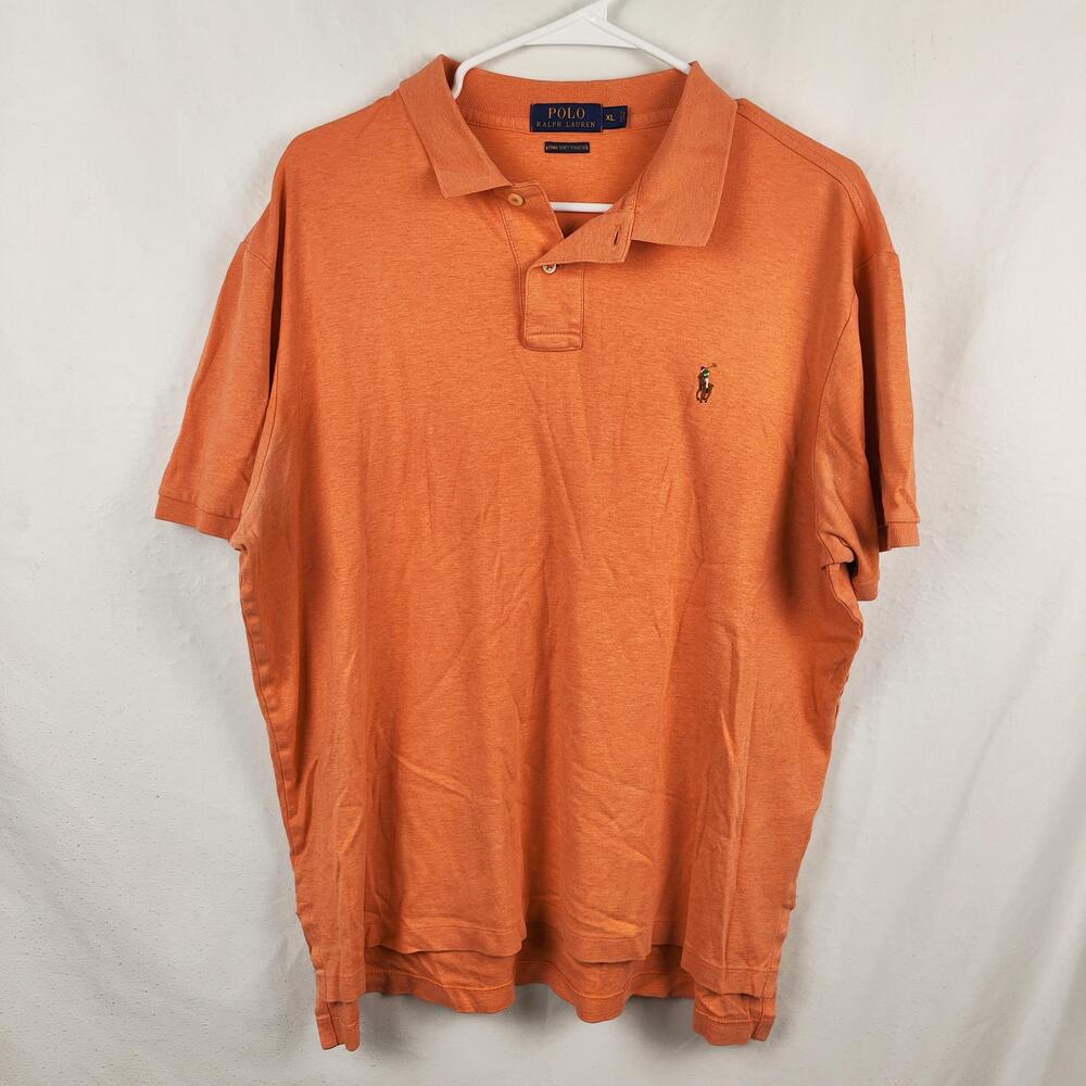 Polo Ralph Lauren Polo Shirt Mens XL Orange Pima Soft Touch Short Sleeve Classic